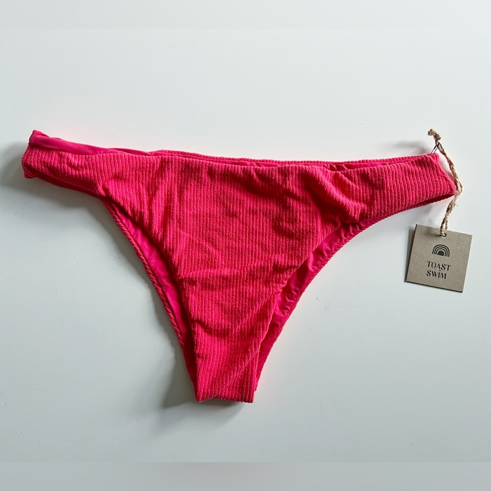 TOAST swim coral ribbed low rise bottom